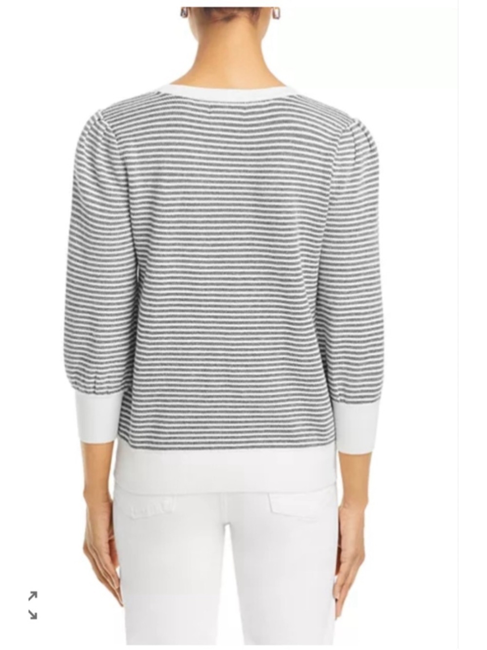 Karl Lagerfeld Paris C’est La Vie Striped Sweater Puff Sleeve L - Picture 2 of 9
